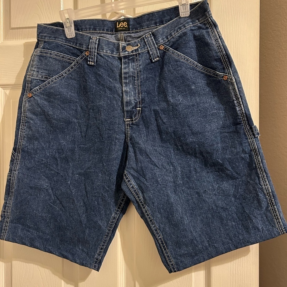 Lee Y2K denim jean carpenter shorts Bermuda 12” inseam NWOT 90s 32” waist